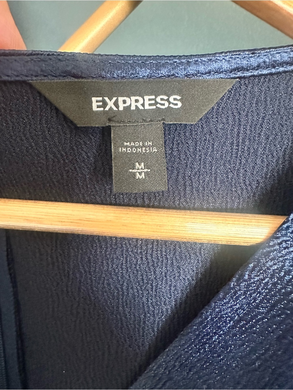 Express Navy Satin Midi Dress Faux Wrap - Picture 6 of 12